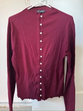 J. Crew Women’s Button-Front Cardigan in Deep Burgundy